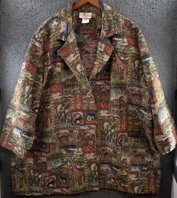 Vintage On The Rocks MADE IN USA Animal Nature Tapestry Coat Jacket Size 4XL • $44.99