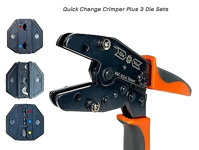 GIZWIZ Quick Change Ratchet Crimp Tool 3 Die Sets For Flag & Ring Terminal • $52