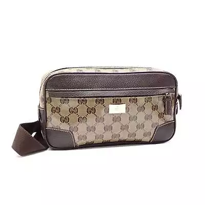 GUCCI Body Bag GG Crystal Men's Beige Brown PVC Leather 336672 Waist Pouch • £503.29