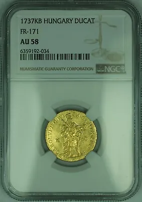 1737KB Hungary 1 Ducat Gold Coin Of Charles III  NGC AU-58 • $2793