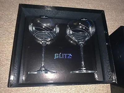 Dartington Glitz Swarovski Champagne Saucers/ Coupe Pair. BNIB • £45