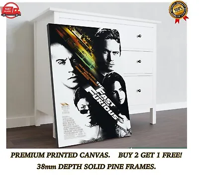 The Fast And The Furious Movie Art Large CANVAS Print Gift A0 A1 A2 A3 A4 • £21