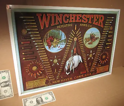 WINCHESTER - Bullet Board -GIANT SIGN -Dated 1974-PICS- Horse & TRAPPER & Indian • $69.99