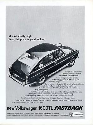 Volkswagen 1600TL Fastback £998 Motor Advertising 85mph First VW With Disc Brake • $4.42