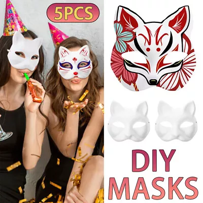 5pcs Therian Mask Masquerade Masks For Paper Blank Mask Blank Cat Masks New • $13.59