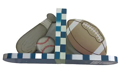 Kids Sports Wooden Baseball/Football Book Ends Good Condition Still • $7