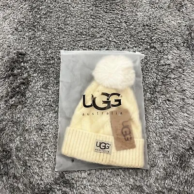 UGG Beanie Womans Creamy Tan Waffle Knit Australia Chestnut Cap NWT • $31.20