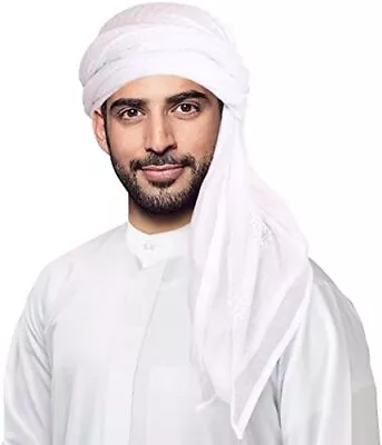  Keffiyeh Arab Head Scarf For Men Sheikh Muslim One Size White-without Headband • $24.56