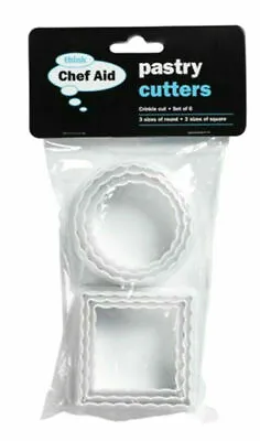 6 X Crinkle Pastry Cutters Squares & Circles Biscuit / Cookie / Cake Cutters • £4.49