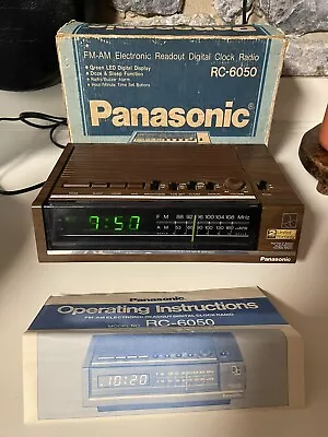 Vintage Panasonic Model RC-6050 Alarm Clock Radio Green Light  Box Manual ASIS • $15