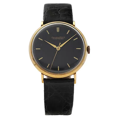 Vintage International Watch Co. 18k 750 Yellow Gold 35mm Black Dial Manual Watch • $2255