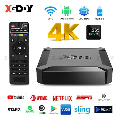 NEW X96Q 4K Smart TV BOX Android 10.0 Quad Core 3D Media Video Player 2.4G WiFi • £25.69