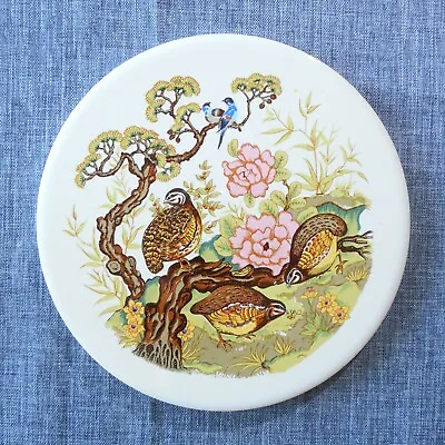 H & R Johnson Round Tile Trivet From ENGLAND Exotic Japanese Partridge Garden • $9.99