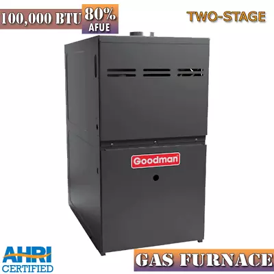 100K BTU 80% AFUE Multi-Speed 2 Stage Goodman Gas Furnace - Upflow/Horizontal • $1303