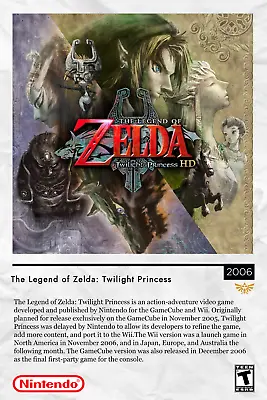 The Legend Of Zelda Twilight Princess CUSTOM Showcase Poster *FREE SHIPPING* • $8.99