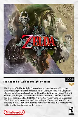 The Legend Of Zelda Twilight Princess CUSTOM Showcase Poster • £8.68