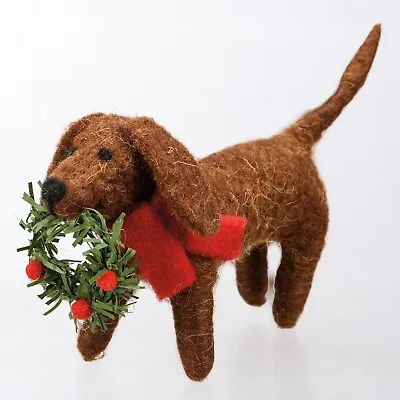 Primitives By Kathy Felt Dachshund Wreath Christmas Holiday Critter Dog Ornament • $13.95