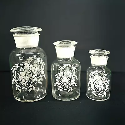 Vintage 3 Piece Apothecary Jar Bottle Canister Set • $29.99