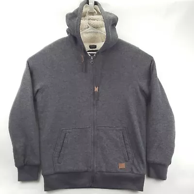 Buffalo David Bitton Hoodie Men XL Gray Cotton Sherpa Lined Heavyweight Full Zip • $28.88