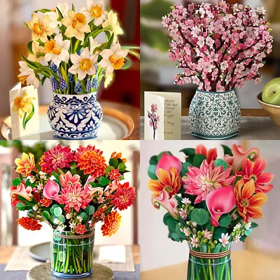 3D Pop Up Flower Greeting Cards Multi-Style Bouquet Birthday Card Postcard Gifts • £2.49