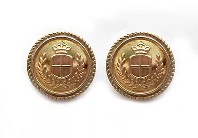 Two Mens Waterbury Enrico Fratelli Blazer Buttons Gold Brass Crown Shield Laurel • $14.99