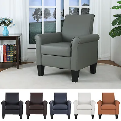 Faux Leather Accent Arm Chair Modern Home Single Sofa Club Theater Seat Cushion • $128.99