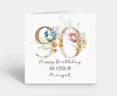 Personalised 90th Birthday Card - Card For Her - Mum Nan Auntie Grandma Sister • £3.79