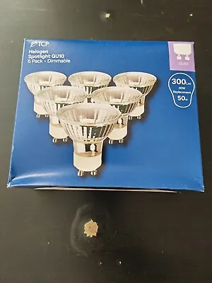 Box Of 6 Pack GU10 50W Watt Halogen Spotlight Bulbs Dimmable Homebase • £3