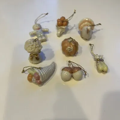 Lenox Autumn Delights Miniature Tree Ornaments 8 Thanksgiving Turkey Acorn MINT • $75