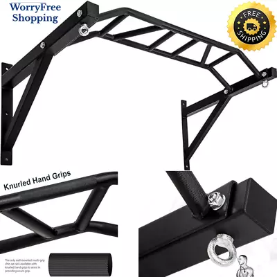 Heavy Duty Multi-Grip Wall Mount Chin-Up Bar Pull-Up Station For Home Garage Gym • $299.94