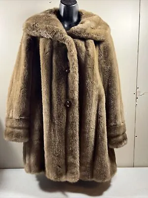 Vintage Coat Tissavel By Country Pacer Imported From France Faux Fur Size 12 • $55.98