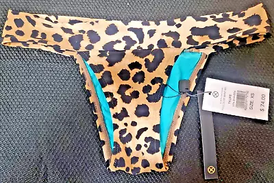 VIX Paula Hermanny Swimwear  Bikini Bottom Leopard Print XS MSRP $74 Taupe • $19.99
