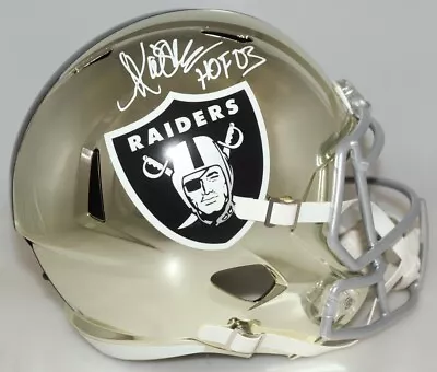 Marcus Allen Signed Raiders Full-Size Chrome Speed Helmet Inscribed  HOF 03  • $525