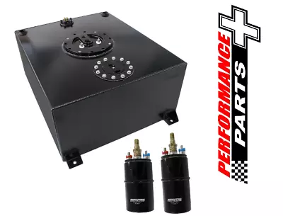 Aeroflow Alloy Fuel Cell 76lt 3x Pump Hanger & Fuel Sender Blk 2x 023 Fuel Pumps • $1299