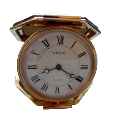 Vintage Seiko Folding Gold Tone Quartz Travel Alarm Clock Octagon Shape • $17.99