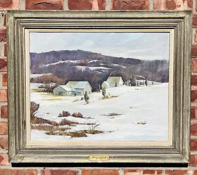 Award Winning Vermont Winter Landscape Oil Painting By James G Saunders. Signed • $1125