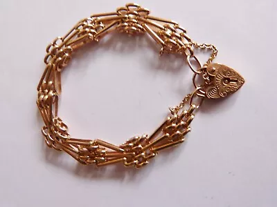Vintage Hallmarked 9ct Rose Gold Gate Bracelet • £630