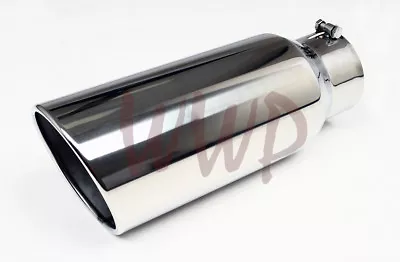 Polished Stainless Bolt On Angle Roll Exhaust Tip 2.25  Inlet 4  Outlet 12  Long • $49.95