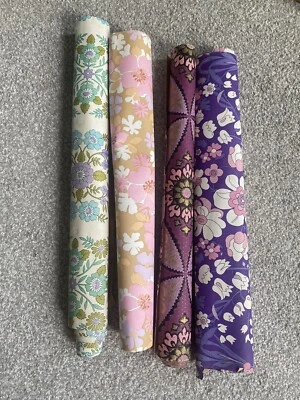 £34.99 • Buy True Vintage 60s, 70s Purple Pink Blue Bright Flower Wallpaper Part Rolls Craft