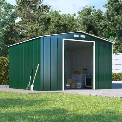 Green Apex Roof Metal Shed 8x8 Fast Delivery • £750