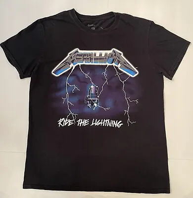 METALLICA T-shirt Ride The Lightning Heavy Metal Tee Men's Black Size M (CG) • $10