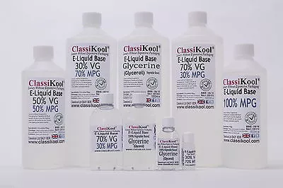 Classikool E Ingredients: Choose Glycerine MPG Distilled Water Base Mix • £6.99