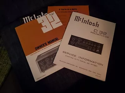 Manuals For McIntosh C32 Solid State Stereo Preamplifier • $19