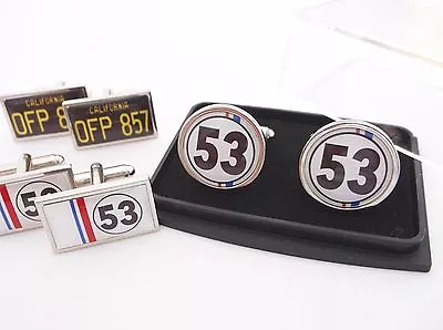 £10.99 • Buy Herbie 53 Beetle Vw Love Bug Number Plate Badge Mens Cufflinks Cuff Links Gift
