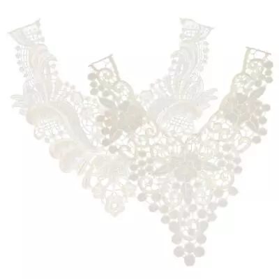 2pcs White Fabric Flower Lace Collar Sewing Applique DIY Detachable Necklace • £6.08