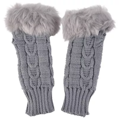 Women Faux Rabbit Fur Hand Wrist Winter Warmer Knitted Fingerless Gloves2634 • $6.58
