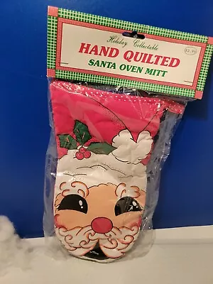 Vtg Holiday Collectable Santa Oven Mitt Hand Quilted Kitchen Decor NIP NOS • $9.99