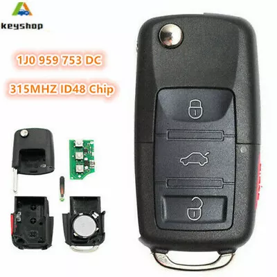 $9.89 • Buy Keyless Entry Folding Remote Key Fob For VW Audi 1J0 959 753 DC 315MHZ ID48 Chip