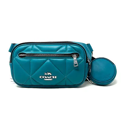 NWT Coach Elias Leather Belt Bag With Puffy Diamond Quilting In Teal • $178.20
