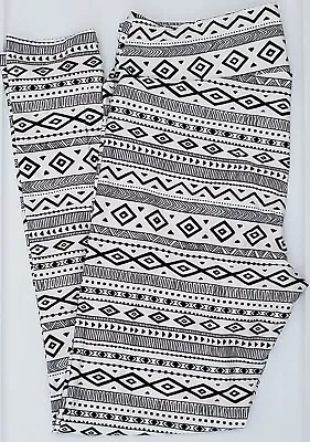 OS LuLaRoe One Size Leggings White Black Southwest Aztec Tribal Print NWT R21 • $11.90